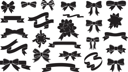 Fototapeta premium Black Bows and Decorative Ribbons Silhouette Collection