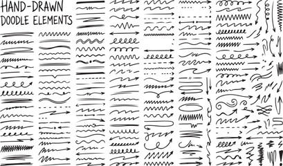 Naklejka premium Hand-Drawn Doodle Elements and Arrow Sketches