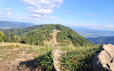 View on Beskids from top of Klimchok Mountainm.