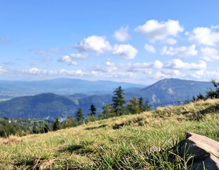 View on Beskids from top of Klimchok Mountainm.