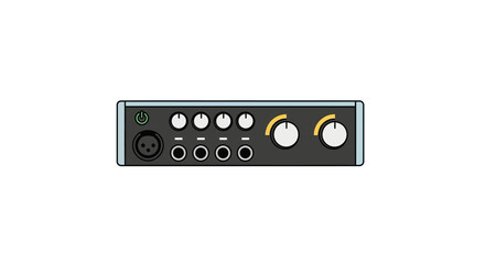 Fototapeta premium Professional Audio Mixer Interface Equipment on Isolated White Background