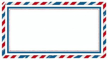 Fototapeta premium Classic Airmail Envelope Border with Red and Blue Stripes Design