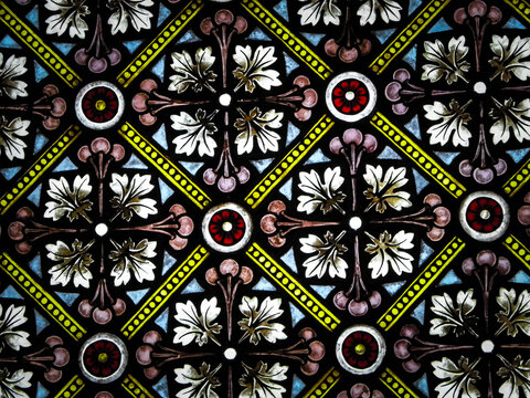 Stained glass as architecture background. Arch-see in Frombork.