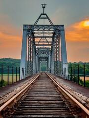 Fototapeta premium Clarksville railway bridge at sunset