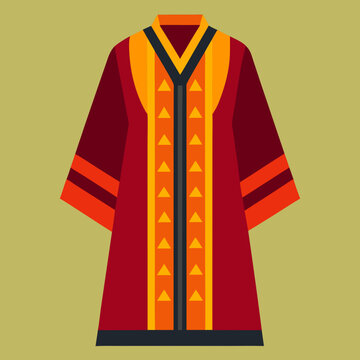 Traditional Tanzanian Kanzu Robe with Geometric Patterns