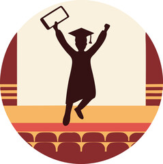 Graduate's Celebration: A silhouette of a graduate celebrates academic success, holding a diploma in a moment of pure joy and achievement. 