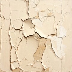 Square artwork of peeling, textured off-white paint