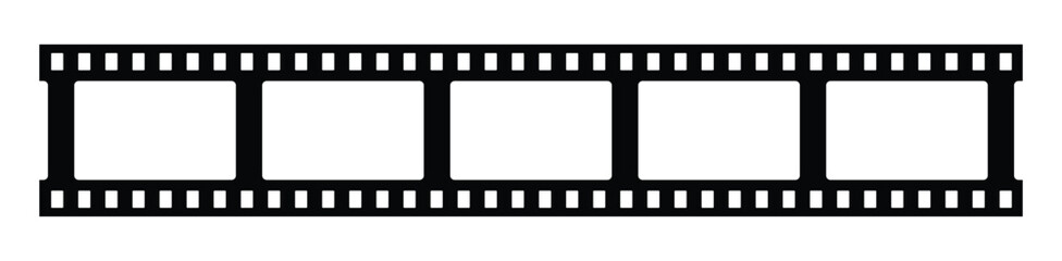 Blank cinematic film strip frame icon with a classic negative roll design, showcasing a retro movie reel border and an empty photo film layout. vector illustration and transparent PNG