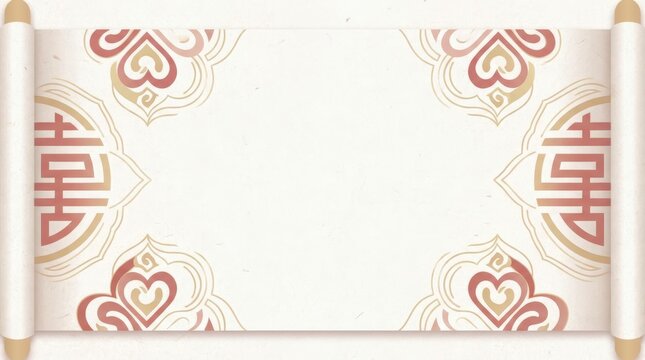 Celebrating love and unity traditional chinese wedding symbol digital art scroll elegant design cultural heritage decorative elements