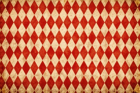 Vintage harlequin diamond pattern background with retro circus aesthetic texture