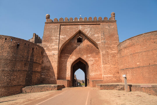 Gumbad Darwaza, Bidar Fort, 15th century Bahmani architecture, historical religious and rich heritage site, Bidar, Karnataka, India.