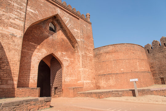 Gumbad Darwaza, Bidar Fort, 15th century Bahmani architecture, historical religious and rich heritage site, Bidar, Karnataka, India.