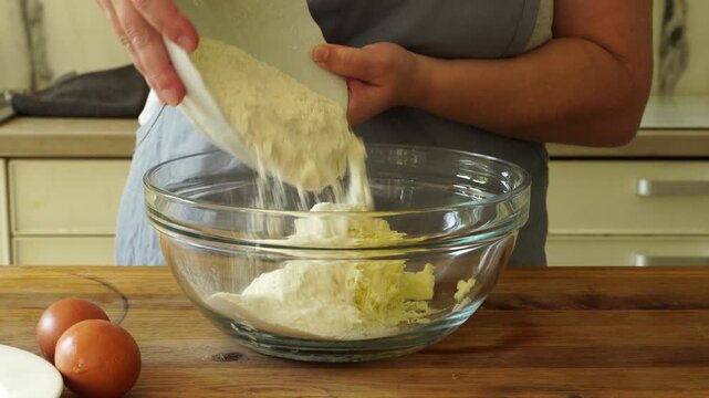 Woman making shortbread in the kitchen
