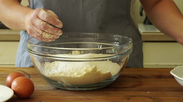 Woman making shortbread in the kitchen
