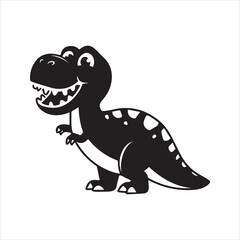 Obraz premium Cute Cartoon Dinosaur Silhouette Vector Icon – Smiling Baby T-Rex Graphic