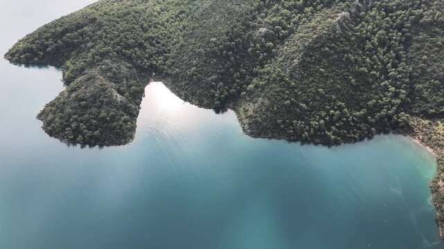 Aerial View of Many Islands and Clear Turquoise Sea Along the Dalaman Coastline