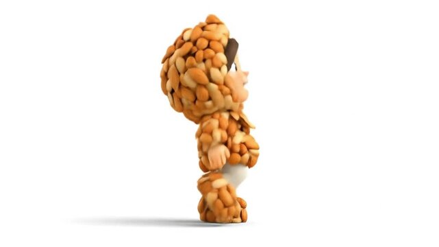 3d model of peanut cartoon character