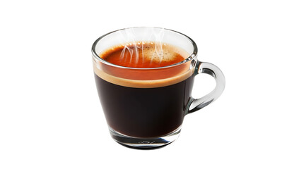 Hot Brew Coffee in Clear Glass Mug on Black Background