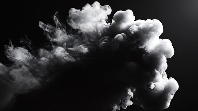 Smoke Clouds on Black Background.