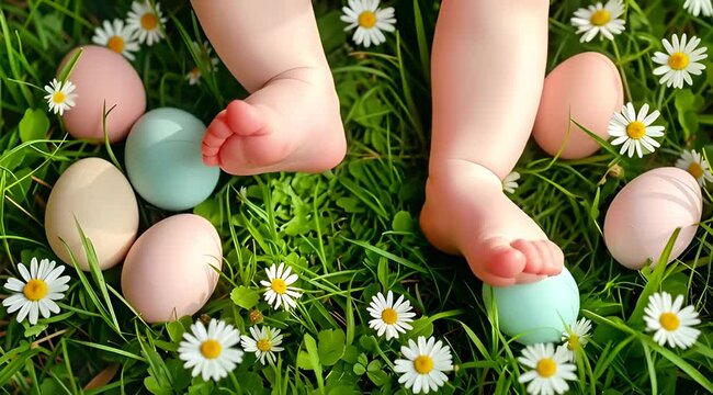 Happy Easter video with baby foots