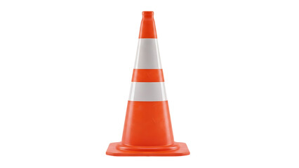 Orange Traffic Cone with White Stripes on Transparent