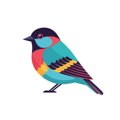 Obraz premium Colorful, cartoon-style depiction of a perched, stylized avian creature