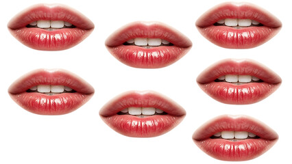 Lustrous Red Lips Pattern with Teeth on Transparent