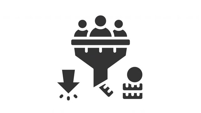 Animated conversion rate with funel and audience sign. Suitable for finance, marketing, strategy, website, business, advertising, analysis, seo, promotion, campaign, advertisement, networking