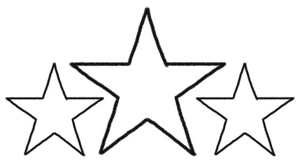 Fototapeta premium Hand drawn star icons set in outline style, sketch rating and decoration symbols PNG