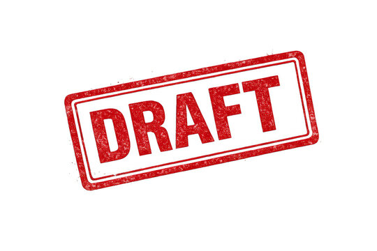 Red draft stamp on transparent background rubber stamp with text draft