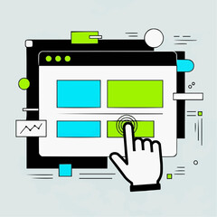 hand holding tablet computer Creative Web Design Banner Vector Illustration for Social Media, Business Presentation & Marketing