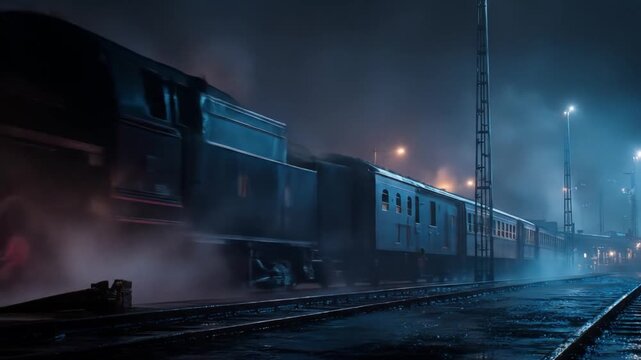 view of a train running