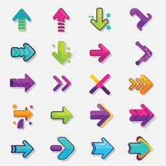 Collection of stylized, colorful, and playful arrows, showcasing direction and movement © Tolhah