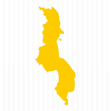 High Quality Yellow Malawi Map