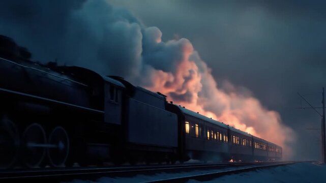 view of a train running