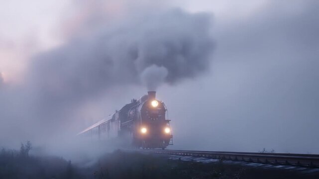 view of a train running