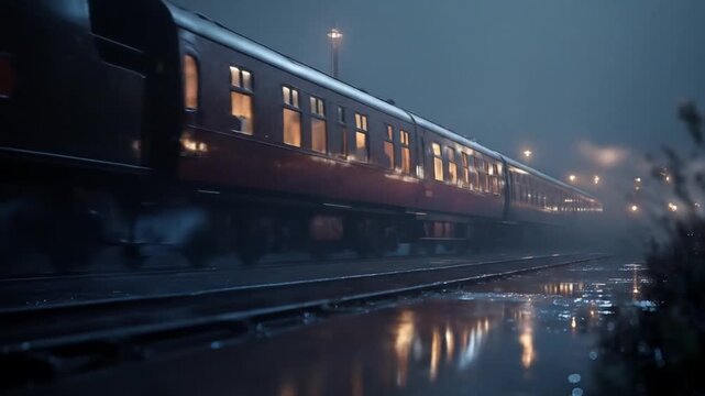 view of a train running
