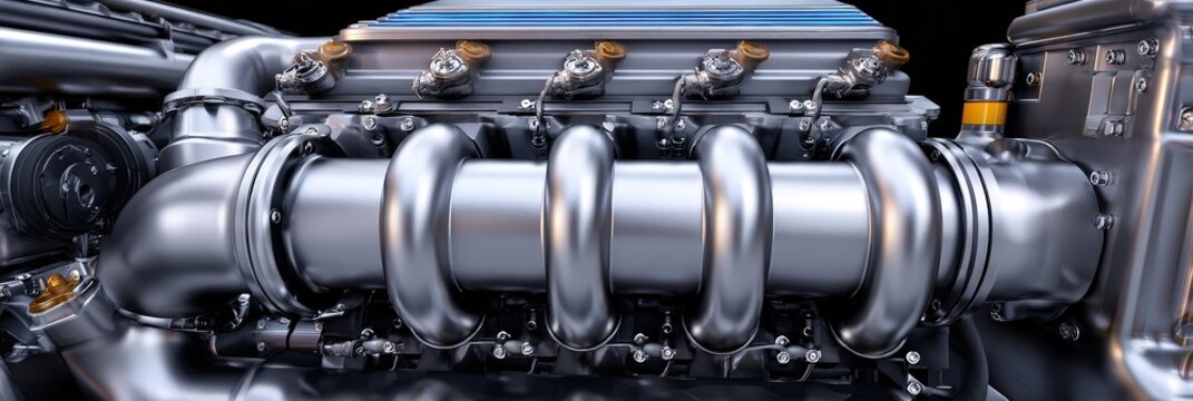 High-Performance Polished Chrome Car Engine Detail