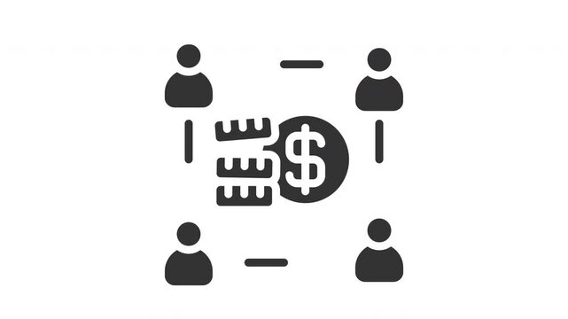 Animated affiliate marketing with coin and worker sign. Suitable for finance, marketing, strategy, website, business, advertising, analysis, seo, promotion, campaign, advertisement, networking