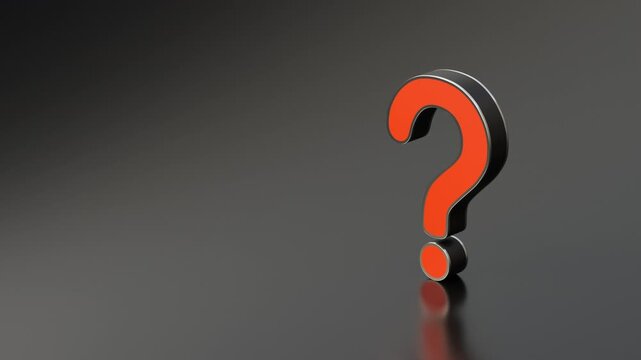 Red question mark on black background.  Seamless looping animation