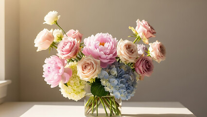 Obraz premium Beautiful Pink and Blue Flower Arrangement