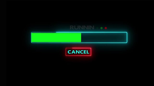 Futuristic loading bar animation with cancel button