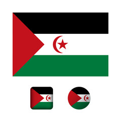 Fototapeta premium Western Sahara Flag Flat Icons Collection