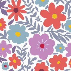 Seamless Colorful Floral Botanical Pattern.