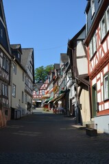 Obraz premium Braunfels, Germany 08.08.2020: historic half-timbered houses in the old town of braunfels, hesse, germany
