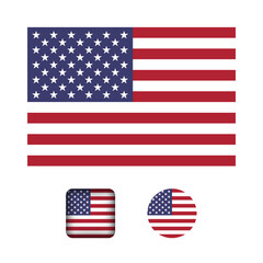 USA Flag Flat Icons Collection