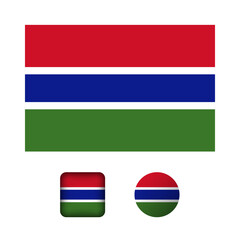 Fototapeta premium Gambia Flag Flat Icons Collection