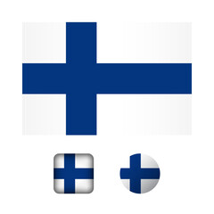 Obraz premium Finland Flag Flat Icons Collection