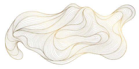 Luxury abstract wave pattern, elegant gold line art on white background. Japanese and Chinese vector design, flowing curves, cloud motif, smooth texture, premium cover, frame, wallpaper