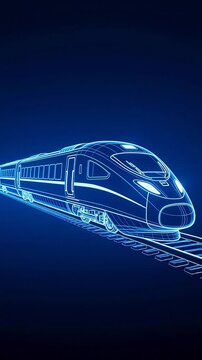 BlueHigh-SpeedTrainonDarkGradientBackground